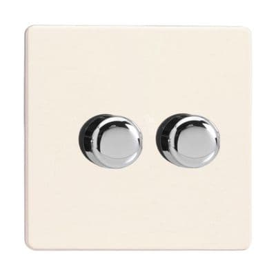 Varilight JDYP252S.PD Screwless Primed 2 Gang 2-Way Push-On/Off LED Dimmer 0-120W V-Pro