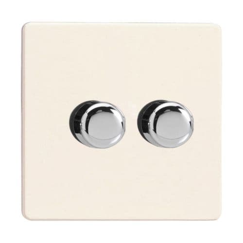 Varilight JDYP252S.PD Screwless Primed 2 Gang 2-Way Push-On/Off LED Dimmer 0-120W V-Pro