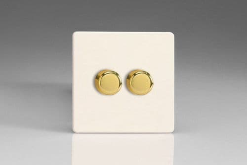 Varilight JDYP252VS.PD Screwless Primed Brass V-Pro 2 Gang 2 Way LED Dimmer 0-120W (1-10 LEDs)