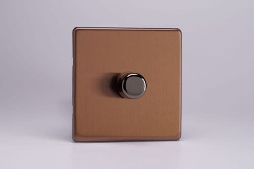 Varilight JDYP401S.BZ Screwless Brushed Bronze 1 Gang 2-Way Push-On/Off LED Dimmer 0-120W V-Pro