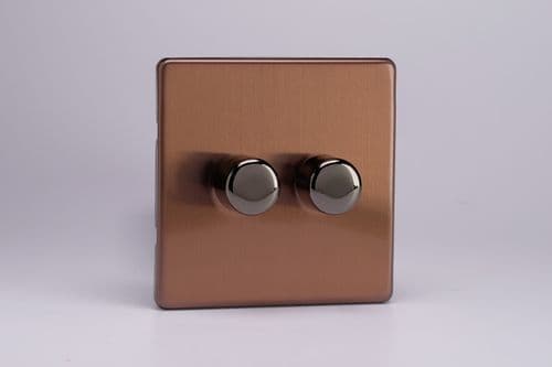 Varilight JDYS2S.BZ Urban Screwless Brushed Bronze 2 Gang V-Pro Companion Controller