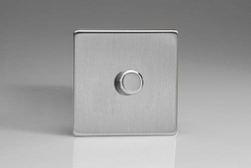 Varilight JESP121S Euro Brushed Steel 1 Gang 2-Way Push-On/Off LED Dimmer 0-120W V-Pro