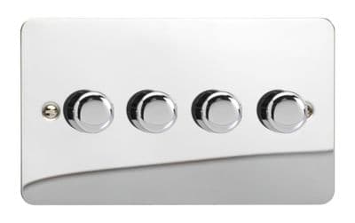 Varilight JFCDP254 Ultraflat Polished Chrome 4 Gang 2-Way Push-On/Off LED Dimmer 0-120W V-Pro
