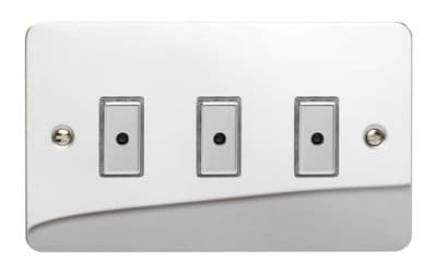 Varilight JFCE103 Ultraflat Polished Chrome 3 Gang V-Pro Remote/Touch Master LED Dimmer 0-100W