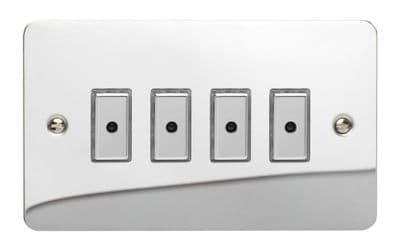 Varilight JFCE104 Ultraflat Polished Chrome 4 Gang V-Pro Remote/Touch Master LED Dimmer 0-100W