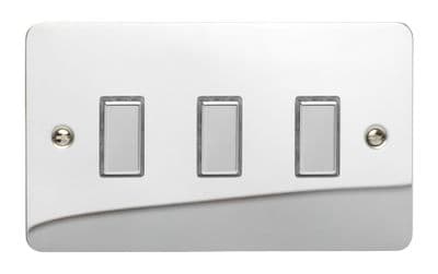 Varilight JFCES003 Ultraflat Polished Chrome 3 Gang Touch Dimming Slave (use with V-Pro Master)