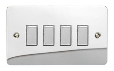 Varilight JFCES004 Ultraflat Polished Chrome 4 Gang Touch Dimming Slave (use with V-Pro Master)