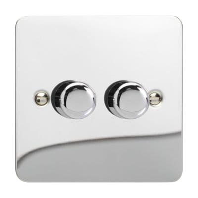 Varilight JFCP252 Ultraflat Polished Chrome 2 Gang 2-Way Push-On/Off LED Dimmer 0-120W V-Pro