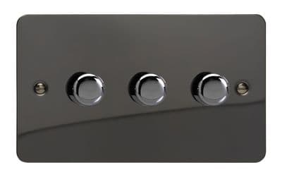 Varilight JFIDP303 Ultraflat Iridium Black 3 Gang 2-Way Push On/Off LED Dimmer 0-120W V-Pro