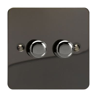 Varilight JFIP252 Ultraflat Iridium Black 2 Gang 2-Way Push-On/Off LED Dimmer 0-120W V-Pro