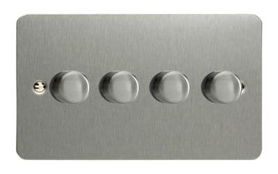 Varilight JFSDP254 Ultraflat Brushed Steel 4 Gang 2-Way Push-On/Off LED Dimmer 0-120W V-Pro