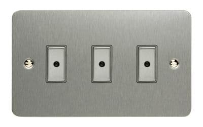 Varilight JFSE103 Ultraflat Brushed Steel 3 Gang V-Pro Remote/Touch Master LED Dimmer 0-100W