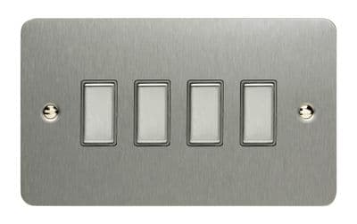 Varilight JFSES004 Ultraflat Brushed Steel 4 Gang Touch Dimming Slave (use with V-Pro Master)