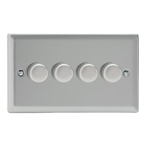 Varilight JNDP254 Classic Satin Chrome 4 Gang 2-Way Push-On/Off LED Dimmer 0-120W V-Pro