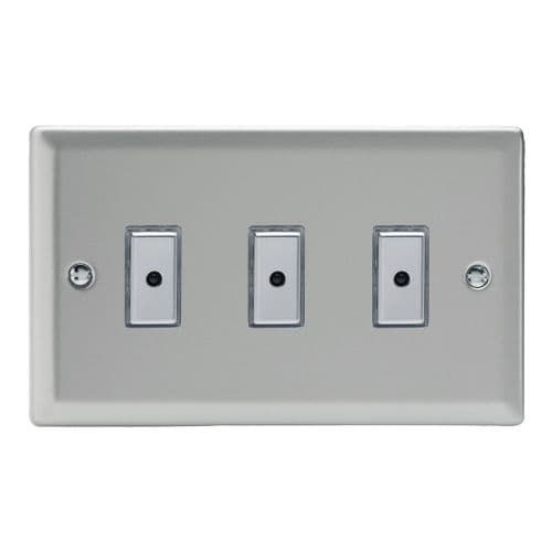 Varilight JNE103 Classic Satin Chrome 3 Gang V-Pro Remote/Touch Master LED Dimmer 0-100W