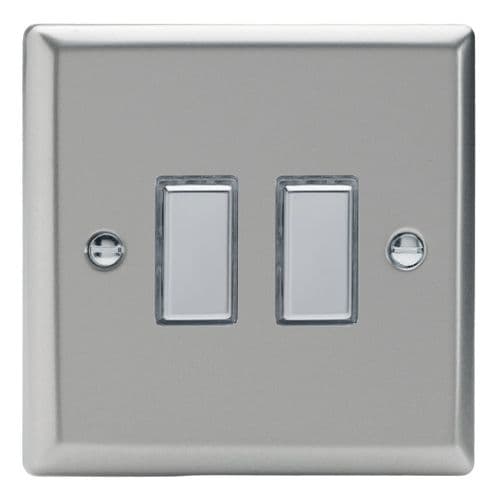 Varilight JNES002 Classic Satin Chrome 2 Gang Touch Dimming Slave (use with V-Pro Master)