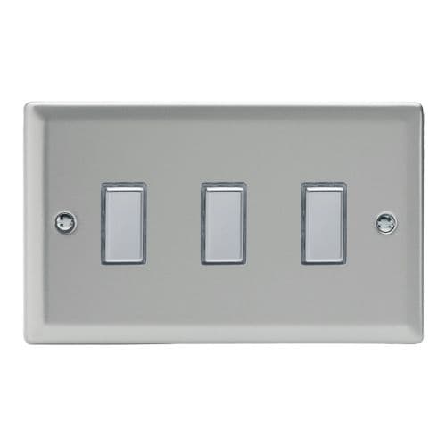 Varilight JNES003 Classic Satin Chrome 3 Gang Touch Dimming Slave (use with V-Pro Master)
