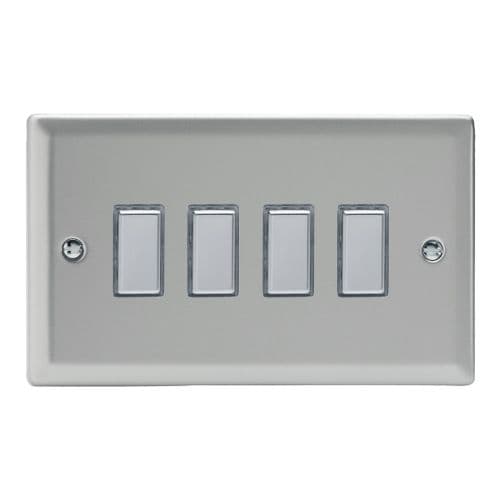 Varilight JNES004 Classic Satin Chrome 4 Gang Touch Dimming Slave (use with V-Pro Master)