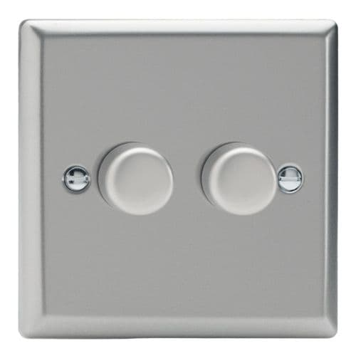 Varilight JNM102 Classic Satin Chrome 2 Gang V-Pro Multi-Way Master LED Dimmer 120W