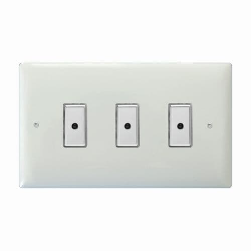 Varilight JOE103C Value Polar White 3 Gang Multi-Way Touch Master LED Dimmer 100W