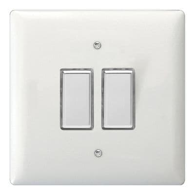 Varilight JOT102C Value Polar White 2 Gang V-Pro Multi-Way Touch Master LED Dimmer 0-100W