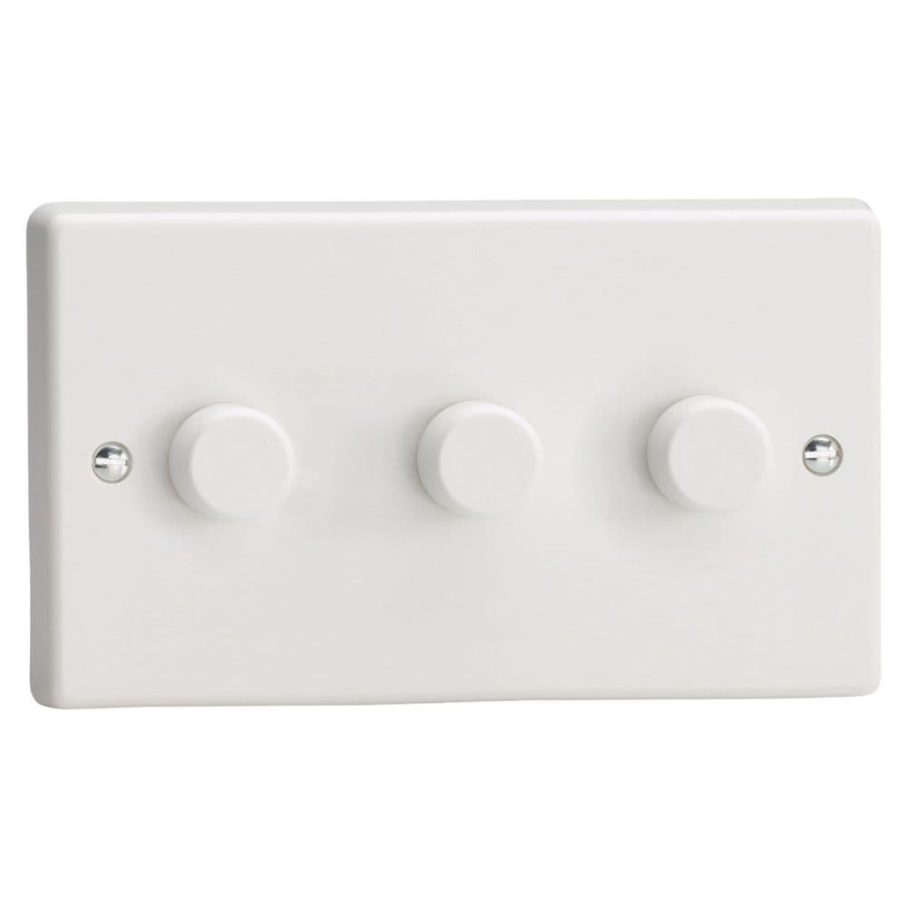 Varilight JQDSM103W White 3 Gang V-Pro Smart Master WiFi 0-100W LED Dimmer Switch