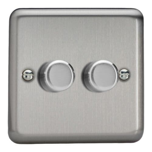 Varilight JSP252 Classic Matt Chrome 2 Gang 2-Way Push-On/Off LED Dimmer 0-120W V-Pro