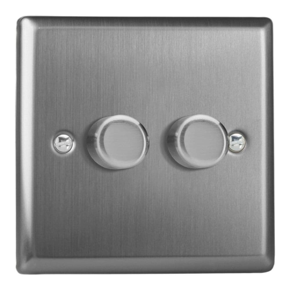 Varilight JTM102 Classic Brushed Steel 2 Gang V-Pro Multi-Way Master ...