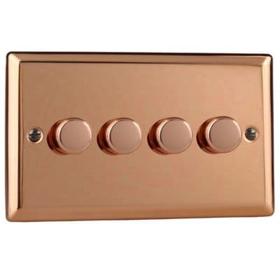 Varilight JYDP254.CU Urban Polished Copper 4 Gang 2W V-Pro Push On/Off Rotary LED Dimmer 120W