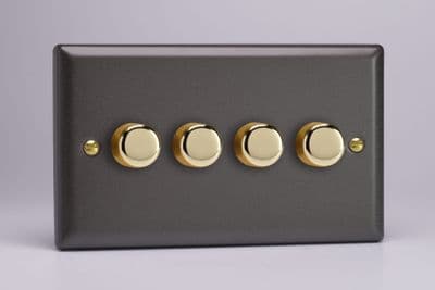 Varilight JYDP254V.SL Vogue Slate 4 Gang 2W V-Pro Push On/Off Rotary LED Dimmer 120W