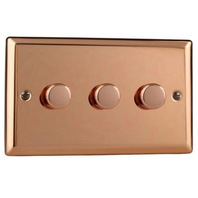 Varilight JYDP303.CU Urban Polished Copper 3 Gang 2 Way V-Pro LED Dimmer Switch 0-120W