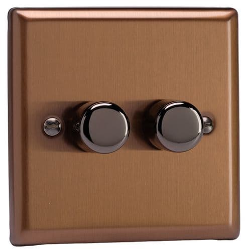Varilight JYM102.BZ Urban Brushed Bronze 2 Gang V-Pro Multi-Way Master LED Dimmer 120W