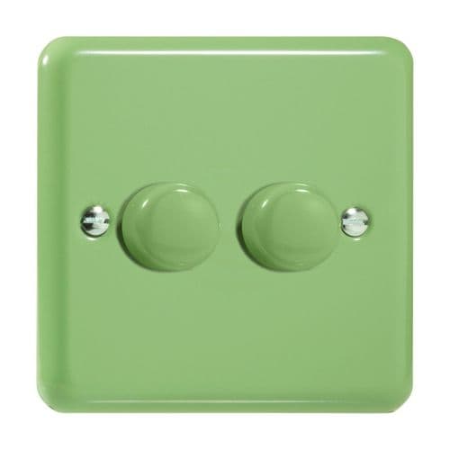Varilight JYP252.BG Lily Pastel Beryl Green 2 Gang 2-Way Push-On/Off LED Dimmer 0-120W V-Pro