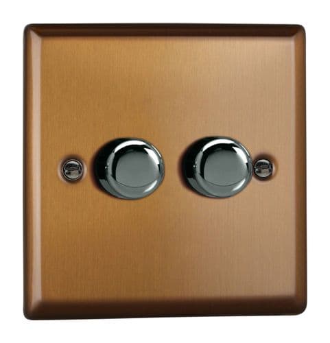 Varilight JYP252.BZ Urban Brushed Bronze 2 Gang 2-Way Push-On/Off LED Dimmer 0-120W V-Pro