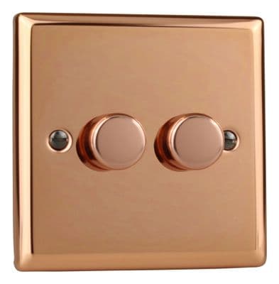 Varilight JYP252.CU Urban Polished Copper 2 Gang 2-Way Push-On/Off LED Dimmer 0-120W V-Pro