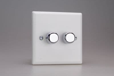 Varilight JYP252.CW Urban Chalk White 2 Gang 2-Way Push-On/Off LED Dimmer 0-120W V-Pro
