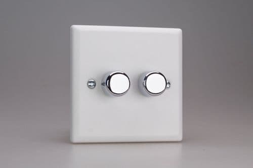 Varilight JYP252.CW Urban Chalk White 2 Gang 2-Way Push-On/Off LED Dimmer 0-120W V-Pro