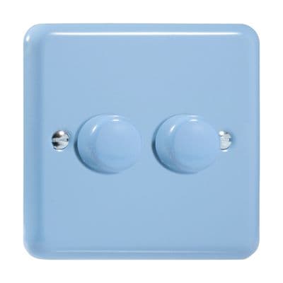 Varilight JYP252.DB Lily Pastel Duck Egg Blue 2 Gang 2-Way Push-On/Off LED Dimmer 0-120W V-Pro