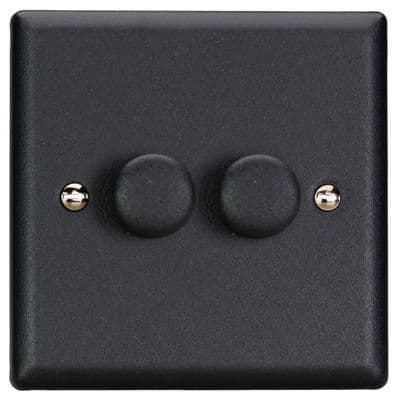 Varilight JYP252.MB Urban Matt Black 2 Gang 2-Way Push-On/Off LED Dimmer 0-120W V-Pro