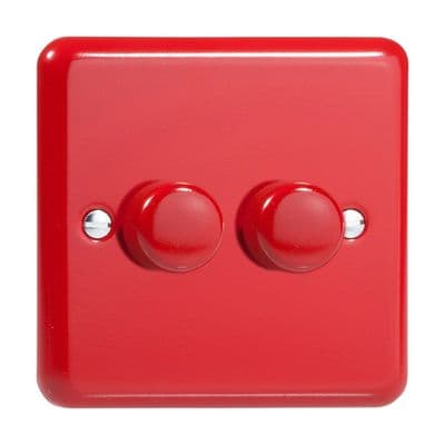 Varilight JYP252.PR Lily Primary Pillar Box Red 2 Gang 2-Way Push-On/Off LED Dimmer 0-120W V-Pro