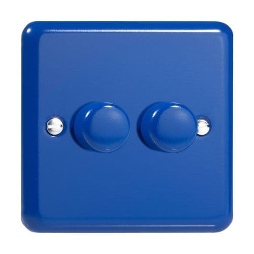 Varilight JYP252.RB Lily Primary Reflex Blue 2 Gang 2-Way Push-On/Off LED Dimmer 0-120W V-Pro