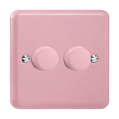 Varilight JYP252.RP Lily Pastel Rose Pink 2 Gang 2-Way Push-On/Off LED Dimmer 0-120W V-Pro