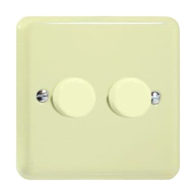 Varilight JYP252.WC Lily Pastel White Chocolate 2 Gang 2-Way Push-On/Off LED Dimmer 0-120W V-Pro