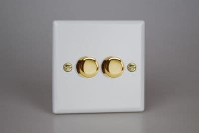 Varilight JYP252V.MW Vogue Matt White V-Pro 2 Gang 2 Way Push-On/Off LED Dimmer 0-100W (1-10 LEDs)