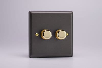 Varilight JYP252V.SL Vogue Slate 2 Gang 2-Way Push-On/Off LED Dimmer 0-120W V-Pro