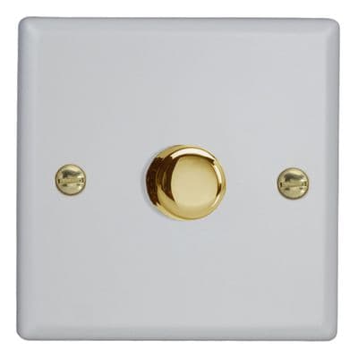 Varilight JYP401V.MW Vogue Matt White V-Pro 1 Gang 2 Way Push-On/Off LED Dimmer 0-100W (Max 10 LEDs)