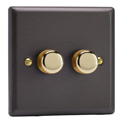 Varilight JYSM102V.SL Vogue Slate 2 Gang V-Pro Smart Master WiFi LED Dimmer 120W