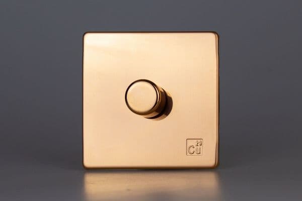 Varilight KEYP101S.AC European Cu29 Raw Copper V-Com 1 Gang 2 Way LED Dimmer 100W (max 10 LEDs)