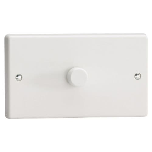 Varilight KQDP601W White Plastic 1 Gang 2-Way Push-On/Off LED Dimmer 40-600W (Twin) V-Com