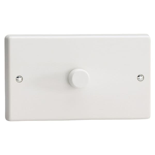 Varilight KQDP601W White Plastic 1 Gang 2-Way Push-On/Off LED Dimmer 40-600W (Twin) V-Com
